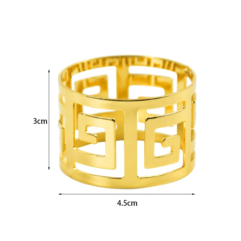 Hollow Out Metal Napkin Ring 6pcs for Restaurant Hotel Party Birthday Wedding Dinner Table Decoration Gold Sliver Napkin Holder