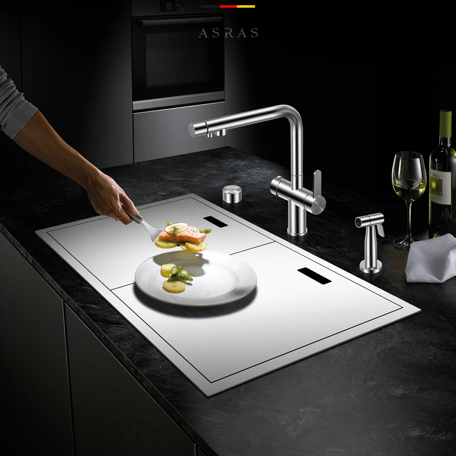 ASRAS 6443Y Large Size Kitchen Sink 304 Stainless Steel Sinks Above Counter or Undermount