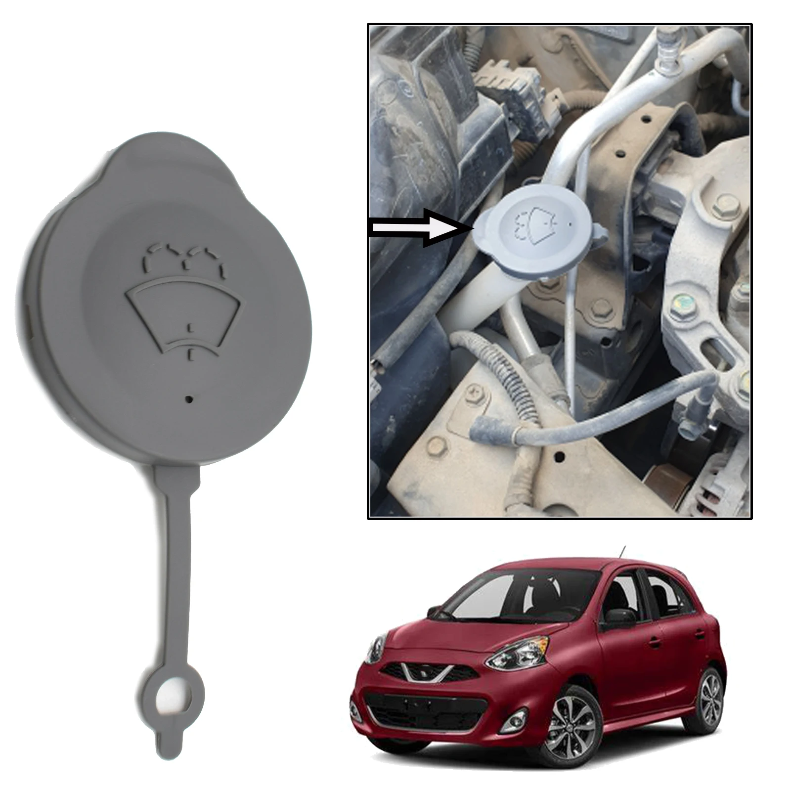 Car Windshield Wiper Washer Fluid Reservoir Cover Water Tank Bottle Lid Cap 289131HA3A For