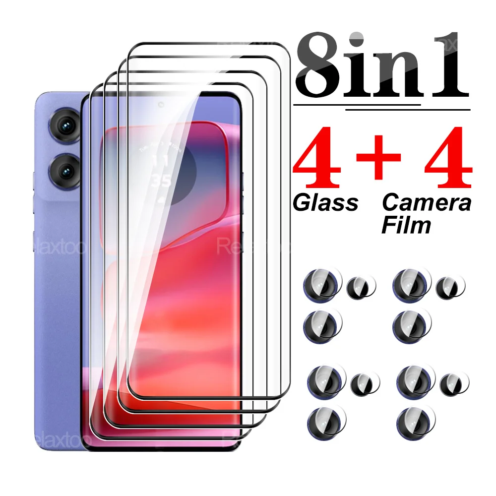 8 In1 Full Glue Vetro Temperato Curvo Per Fotocamera Per Motorola Edge 50 Pro 2024 Screen Protector Edge 50Pro 50Fusion 50Ultra 5G