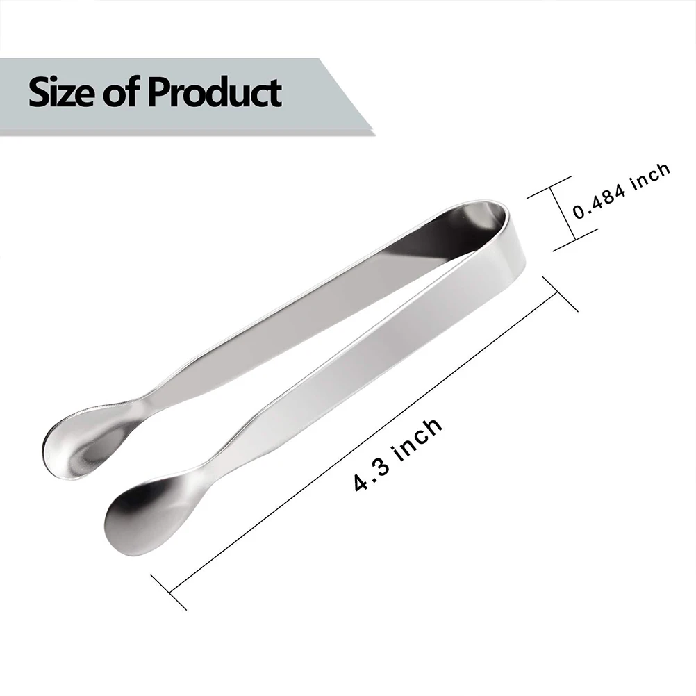 6PCS Ice Cube Tongs Mini Serving Tongs Stainless Steel Ice Clamp Kitchen for Appetizers Sugar Cube