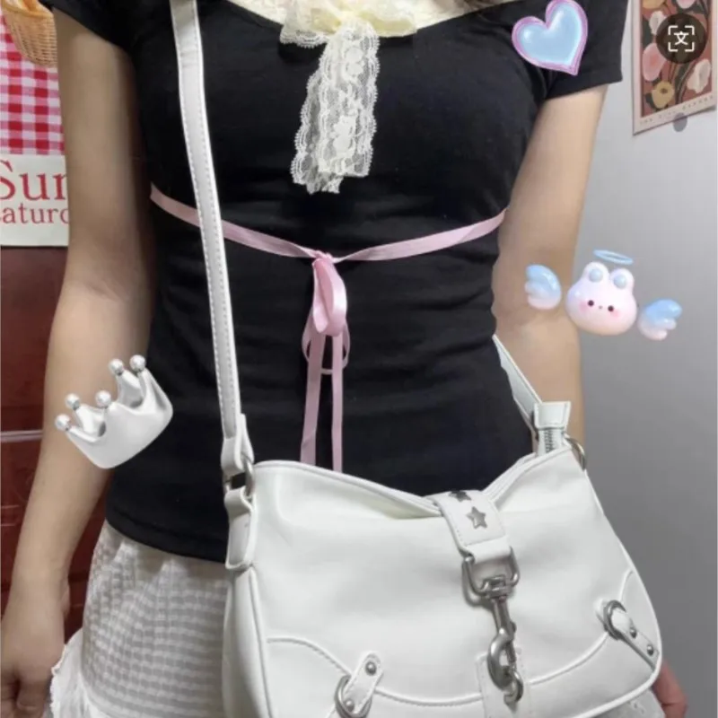 JIAERDI Hot Girls Silver Shoulder Bags Wallet Women Versatile Star Casual Underarm Bag Ladies Large Capacity Y2k Handbag 2025