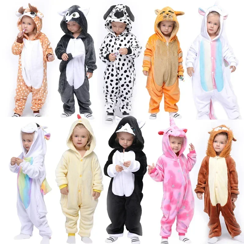 Kids Sleepwear onesie pajamas New Rabbit Animal Unicorn Pajamas Boys Winter Panda Unicornio Pyjamas Girls Anime Costumes Jumpsuit Hooded Soft
