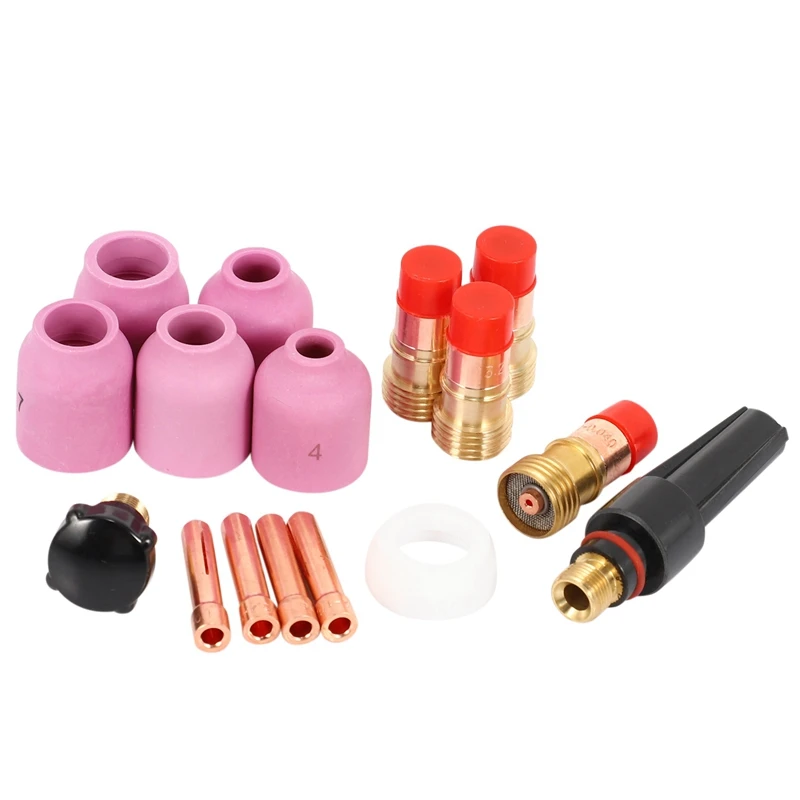 

TIG Welding Torches Stubby Gas Lens Collets Alumina Nozzles Back Cap Kit For SR WP 17 18 26 Series 32Pcs