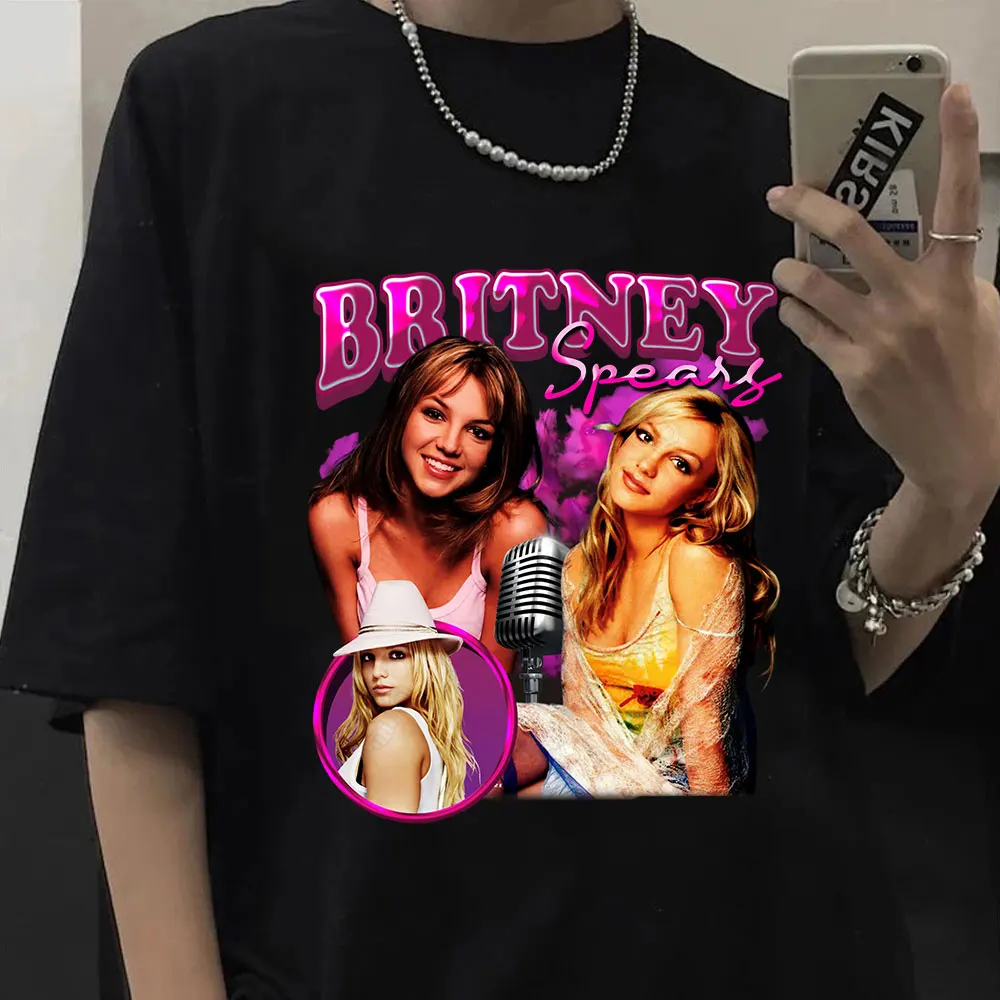 90S Britney Spears Beautiful Photo Graphics Print T-shirt Fashion Hip Hop  Oversized T Shirt Short Sleeve Harajuku Tee Shirt Top