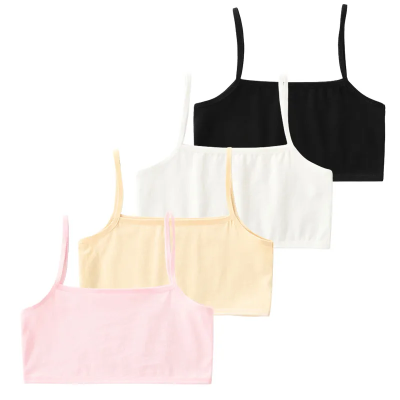 4 Pcs/Lot Children Breast Care Wireless Girls Bra 8-16 Years Hipster Cotton Teens Girl Teenage Underwear Kids Sports Vest
