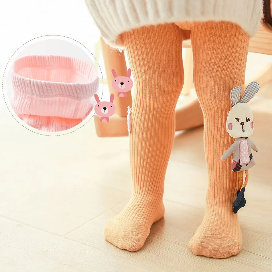 1-8Y Girls Tights Baby Casual Bunny Socks Kids Cotton Bottoms Children Ribbed Knit Leggings Spring Autumn Fashion Stockings