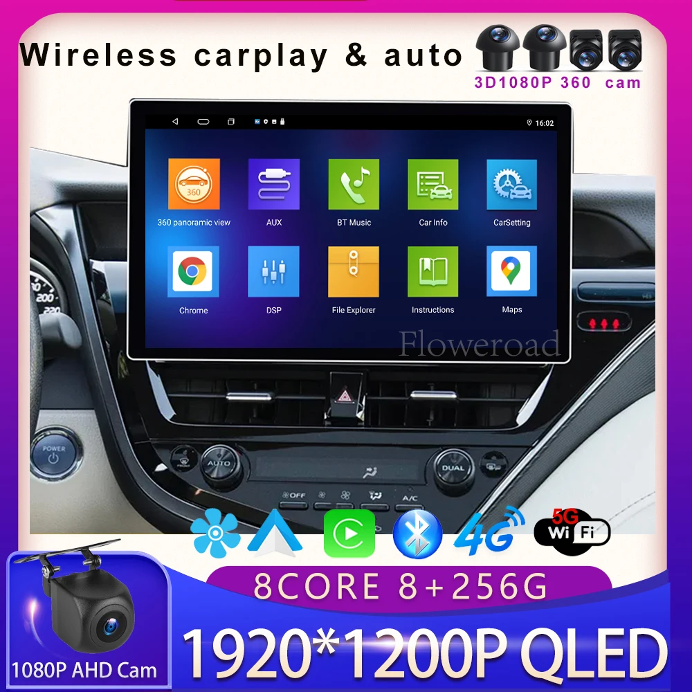 

13 "Радио стерео для Toyota Camry 2021 2022 Sequoia XK60 2008 - 2017 Carplay Android авто GPS навигация DSP 5GWIFI