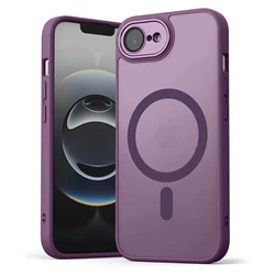 Magnetic Hybrid Shockproof Wireless Charging Case with Translucent Hard Back - iPhone 16e (Dark purple)