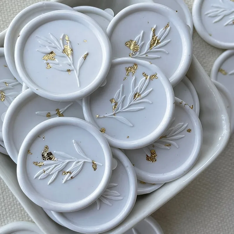 Wedding Custom White Color and Golden flakes Wax Seal Customized