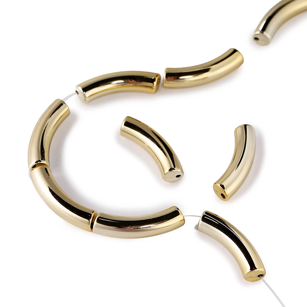 10 teile/los 10*33mm Acryl Perlen Gebogene Rohr Mehrfarbige Lose Spacer Perlen Für Halskette Armbänder DIY Schmuck Machen zubehör – Detail 4