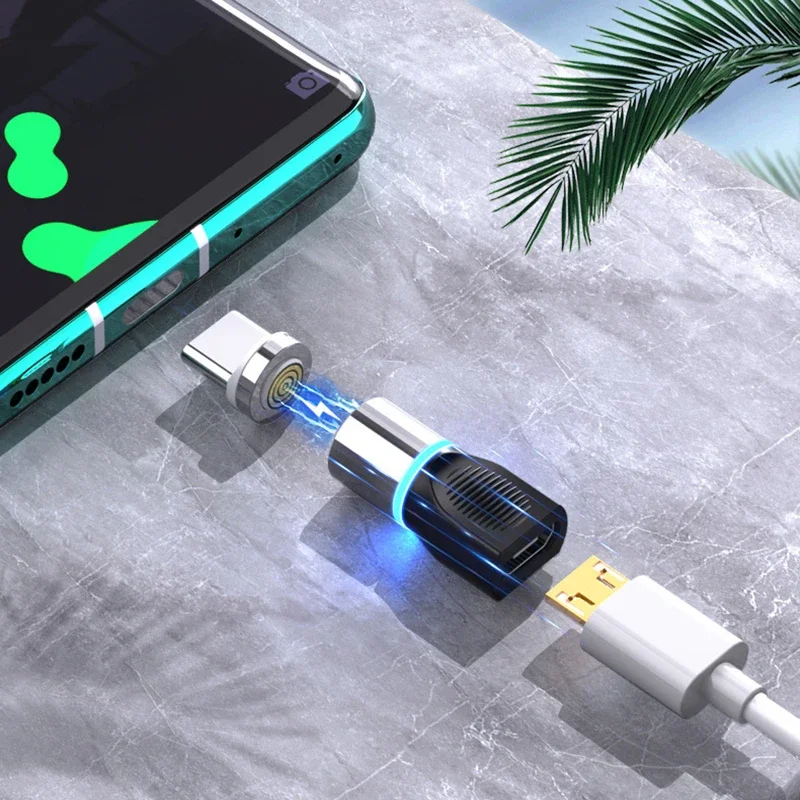 마그네틱 케이블 커넥터 휴대폰 케이블 어댑터, 마이크로 USB 마그네틱 팁, 자석 충전기 플러그, C 타입 마그네틱 어댑터