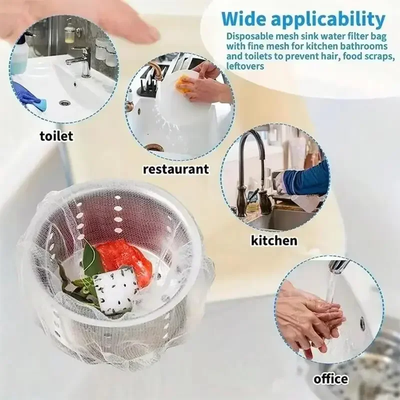 Kitchen Sink Filter 100/500pcs Disposable Sink Filter Mesh Bags Kitchen Sink Strainer Drain Hole Anti-blocking Garbage Bag Cleaning Strainers Net