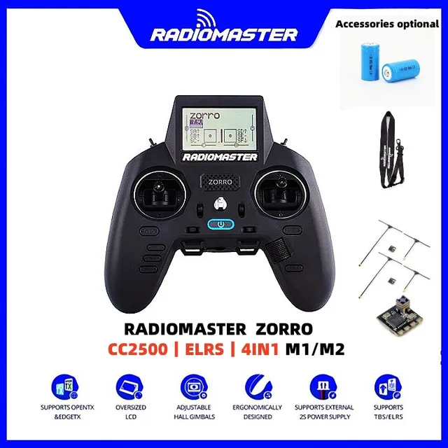 RadioMaster Zorro ELRS 2.4GHz RC Controller CC2500 JP4IN1 Radio Transmitter With Battery Hall Gimbal Remote Control Helicopter 1