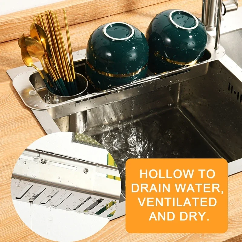 Kitchen Telescopic Storage Rack Sink Organizer Rack Telescopic Faucet Organizer Towel Sponge Storage Adjustable Storage Rack 5