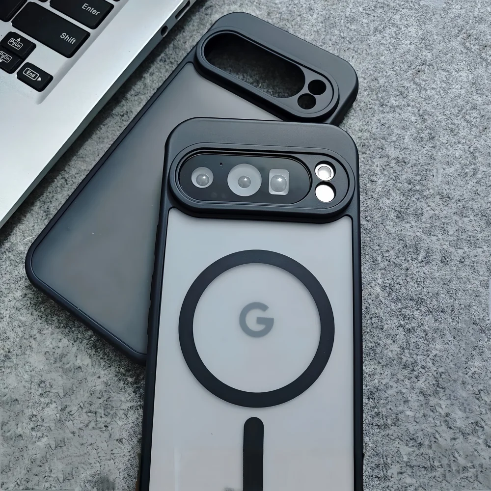 Luxury Matte Shockproof Magnetic Case with Clear Cover and Wireless Charging Compatibility