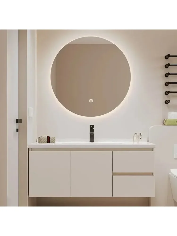 *White Display Bathroom Cabinets Integrated Ceramic Washbasin Wall Mirror Drawer Bathroom Cabinets Toilet Furniture