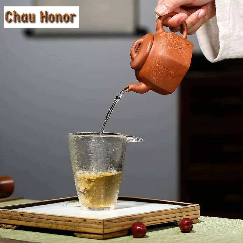 180ml Yixing Purple Clay Teapot Handmade Square Pot Zhu Mud Beauty Kettle with Filter Household Customized Tea Sets Collection