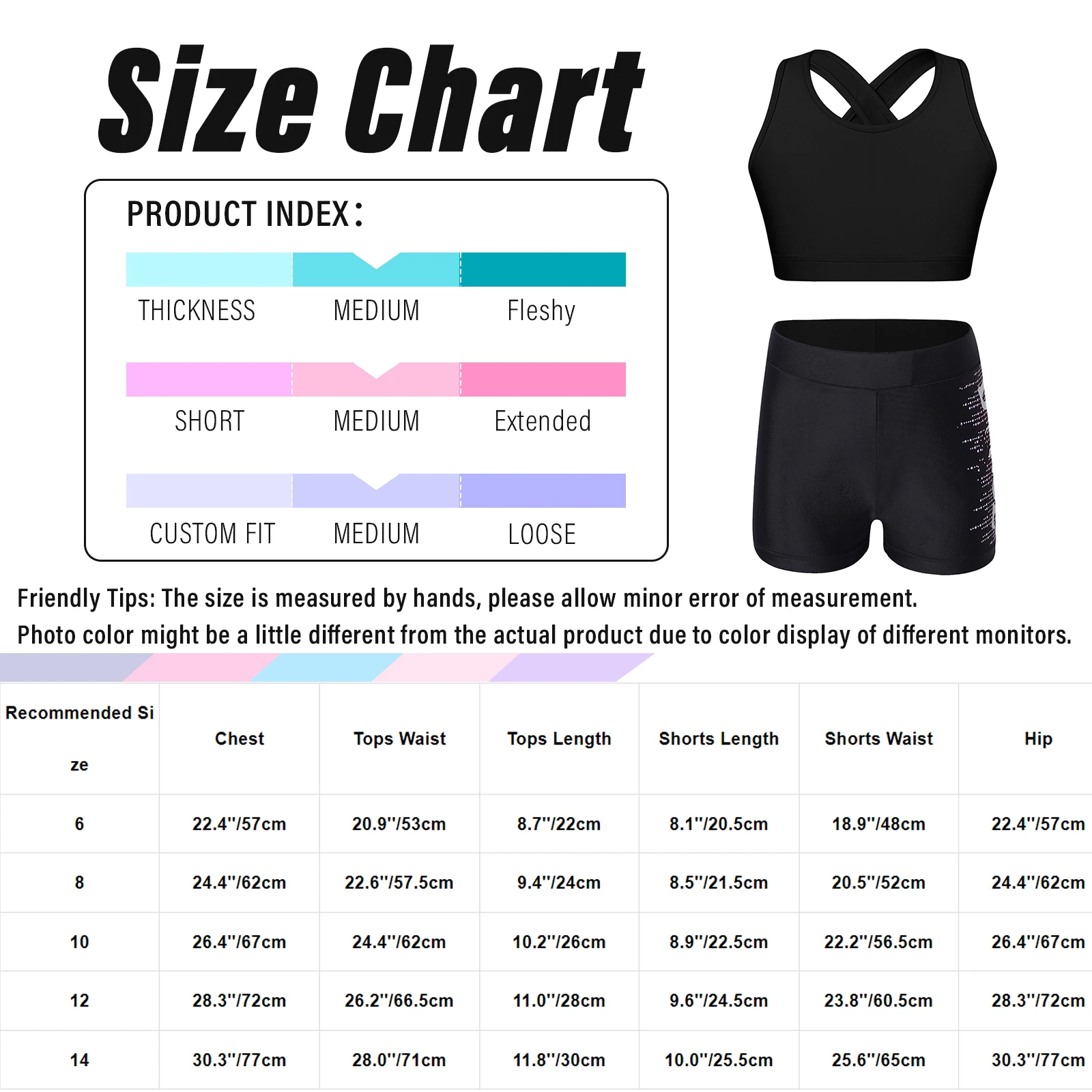 Kids Girls Dance Suits U Neck Cross Keyhole Back Sleeveless Sports Bra Top with Side Printed Shorts for Cycling Running Workout