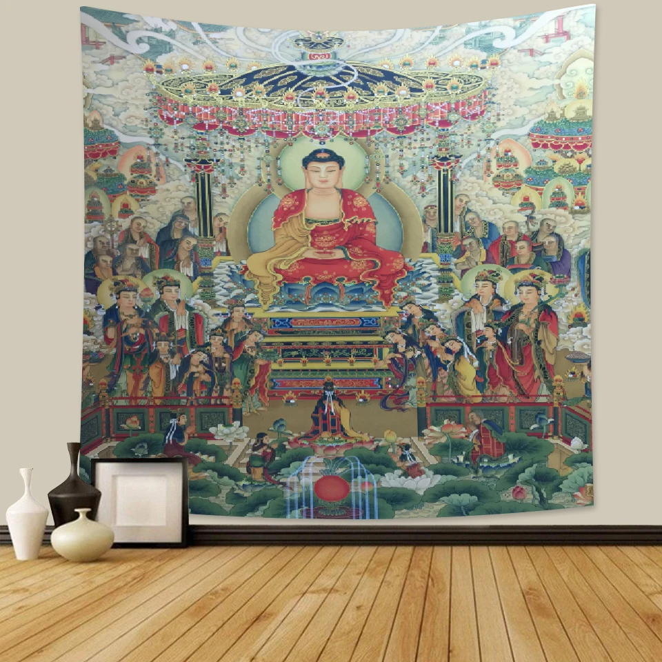 

Tapestry Indian Buddha Ancient Buddhist Tapestry Living Room Bedroom Wall Meditation Psychedelic Retro Wall Hanging Hippie Decor