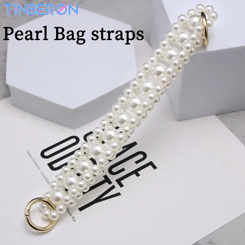 TINBERON Pearl Bag Strap Replacement Woman Purse Wrist Strap Fashion Bag  Belts Strap Handbag Purse Accessories Woman Pearl Chain