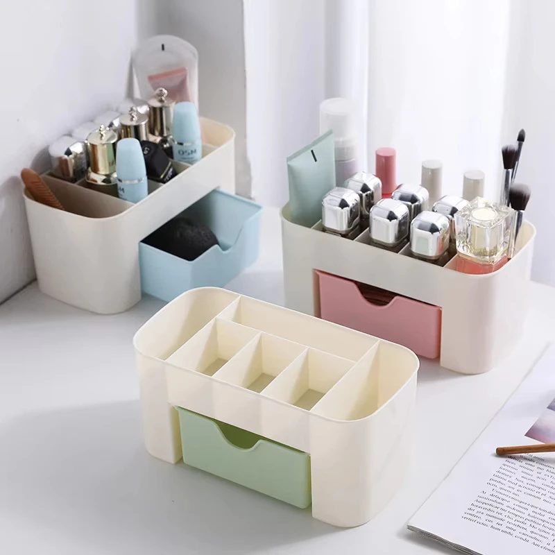Double Layer Plastic Makeup Organizers Storage Box Cosmetic Drawers Jewelry Display Box Case Desktop Container Boxes Organizer 2