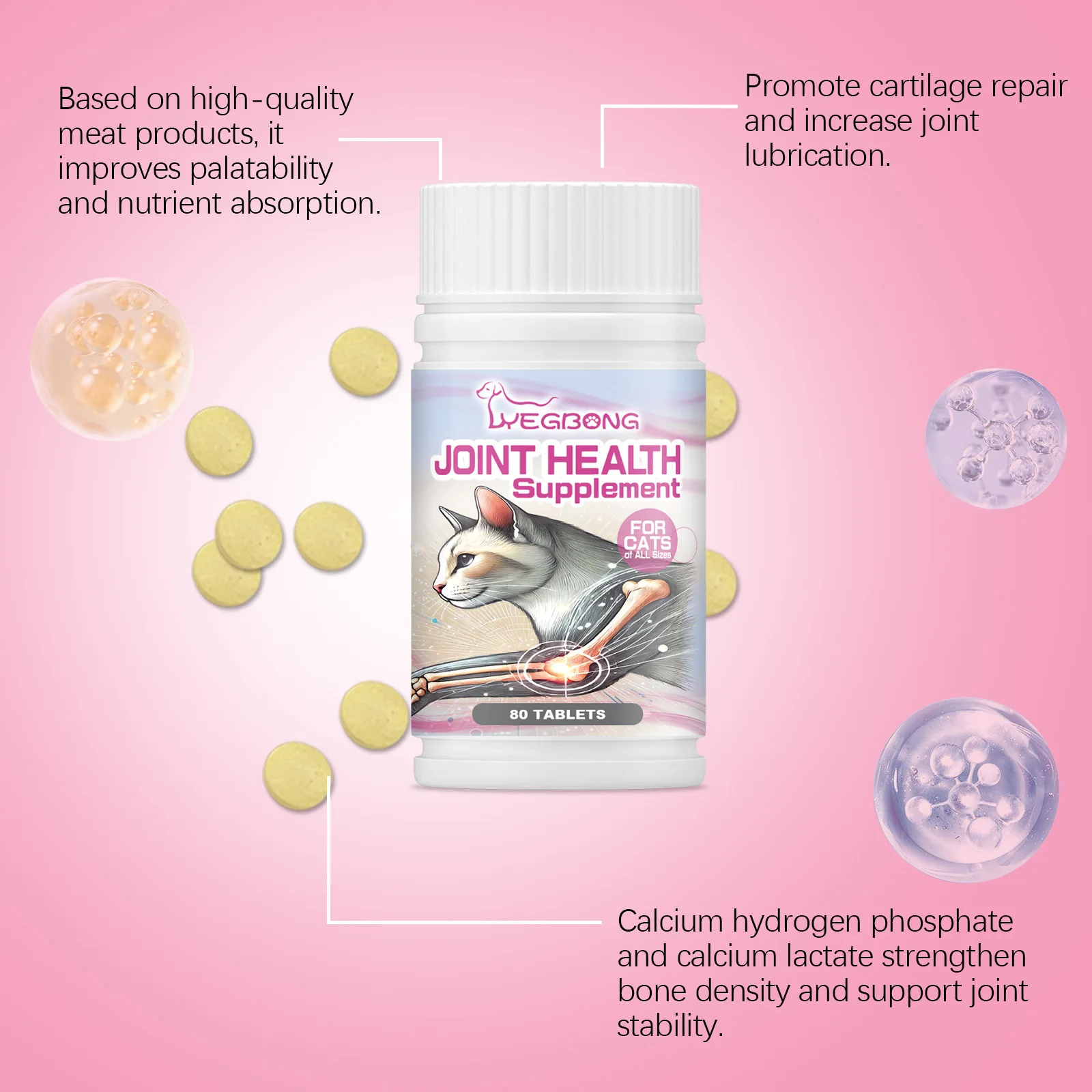 Cat Joint Health Supplement-Turmeric Extract & Chondroitin Sulfate, Clinically Proven for Limping Relief