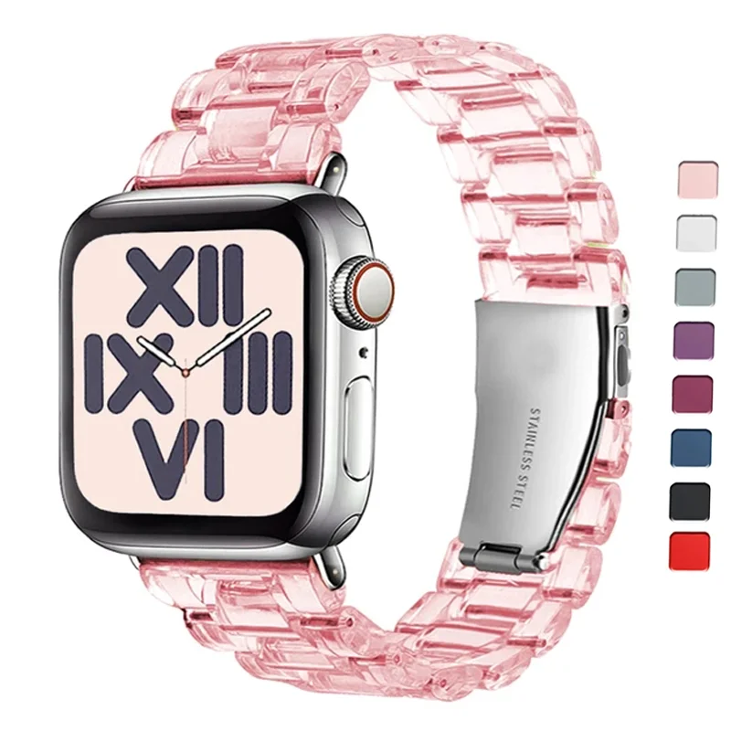 Cinturino Trasparente Per Cinturini Apple Watch 44Mm 40Mm Correa 41Mm 45Mm 49Mm Bracciale Link Belt Iwatch Series 8 Ultra 2 7 Se 4 5 6 9