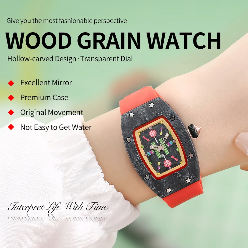 Quartz Ladies Wrist Watches 1617-B Business Wood GrainWomen Watch Clock PU Leather Ceramic oil Strap Wristwatch Stain Resistant