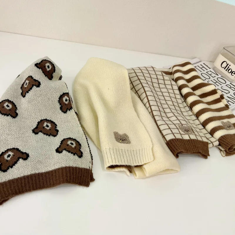 Winter Korean Children Scarf Cute Cartoon Bear Soft Cotton Knitted for Boy Girl