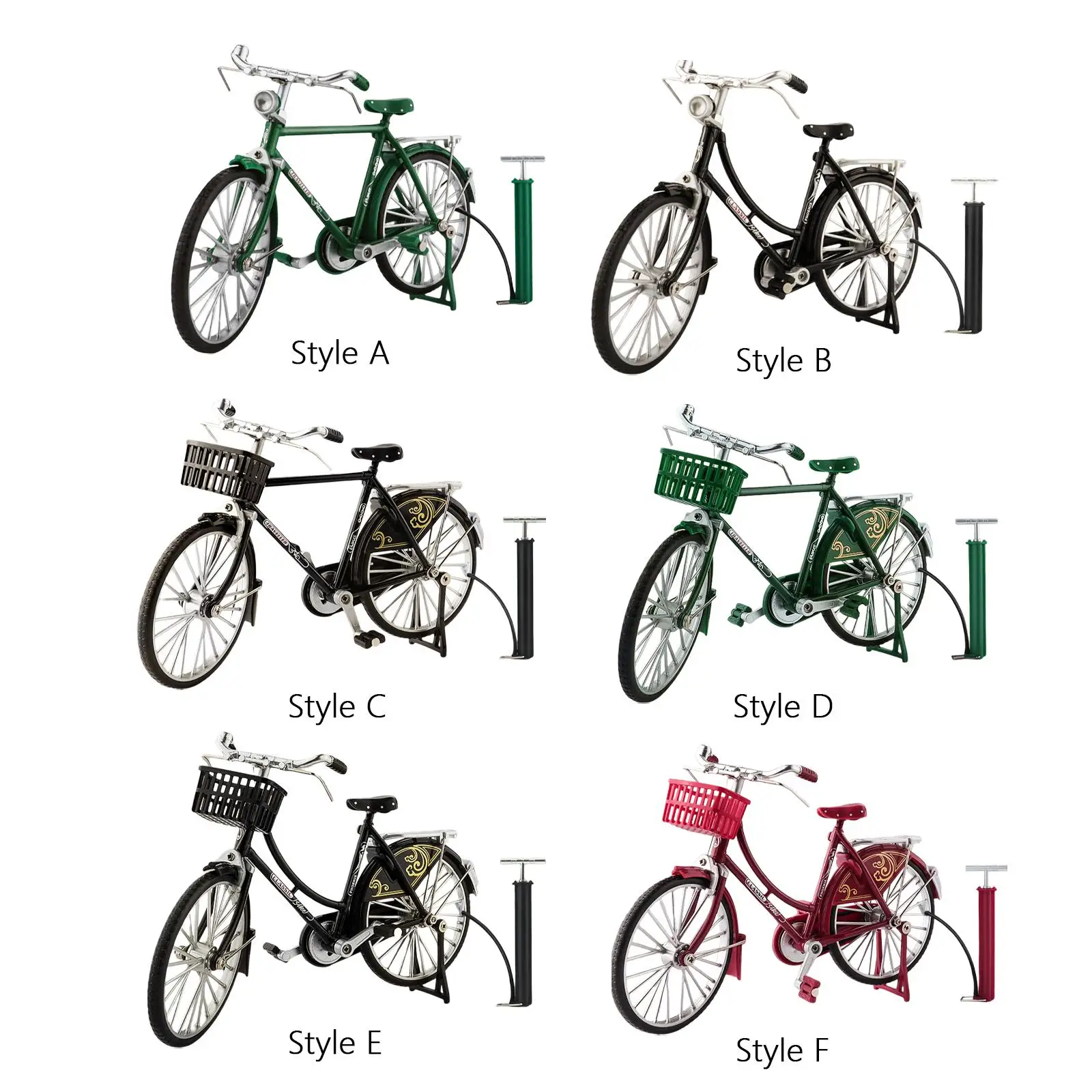 1:10 Simulation Bike Model Miniature Metal Bike Collectible Vintage Bicycle Model Ornament Finger Bicycle Decor Adults Kids