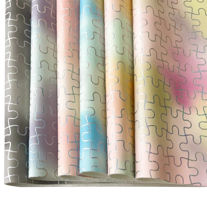 

Colorful Cloud Puzzle Faux Leather Sheets PU Fabric for Leather Earrings Bows Handbag Sewing DIY Crafts Making 46*135cm