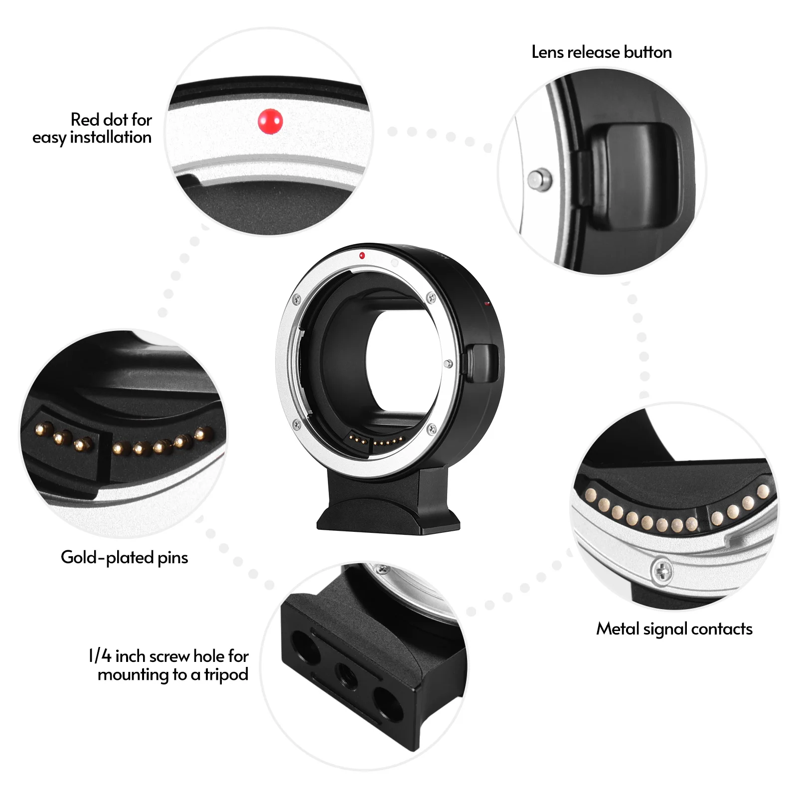 Lens Adapter Andoer EF-EOSR Ring Auto Focus For Canon EF EF-S Lens to Canon EOS R RF Mount Full Frame Camera