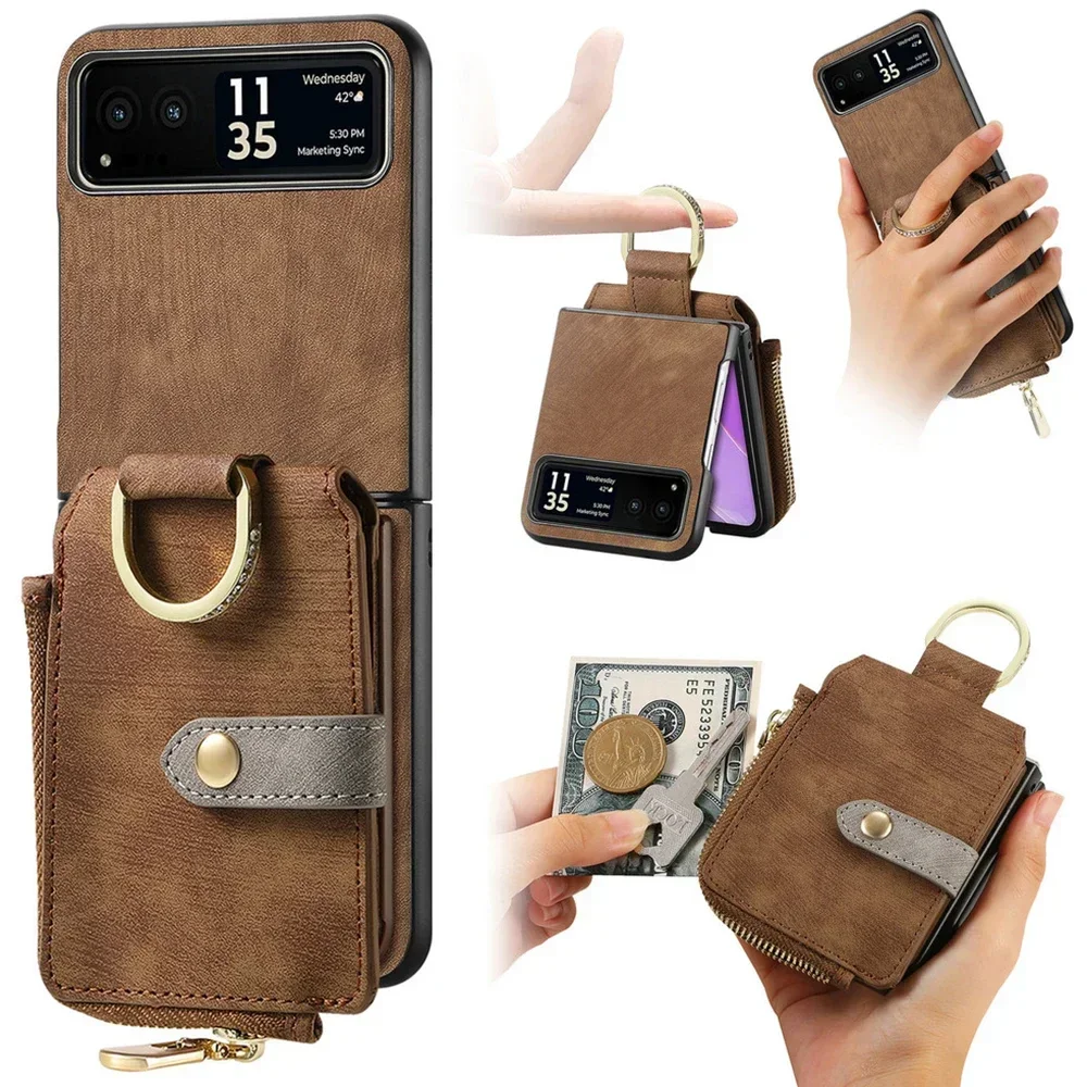 Luxury Leather Zipper Wallet Back Cover