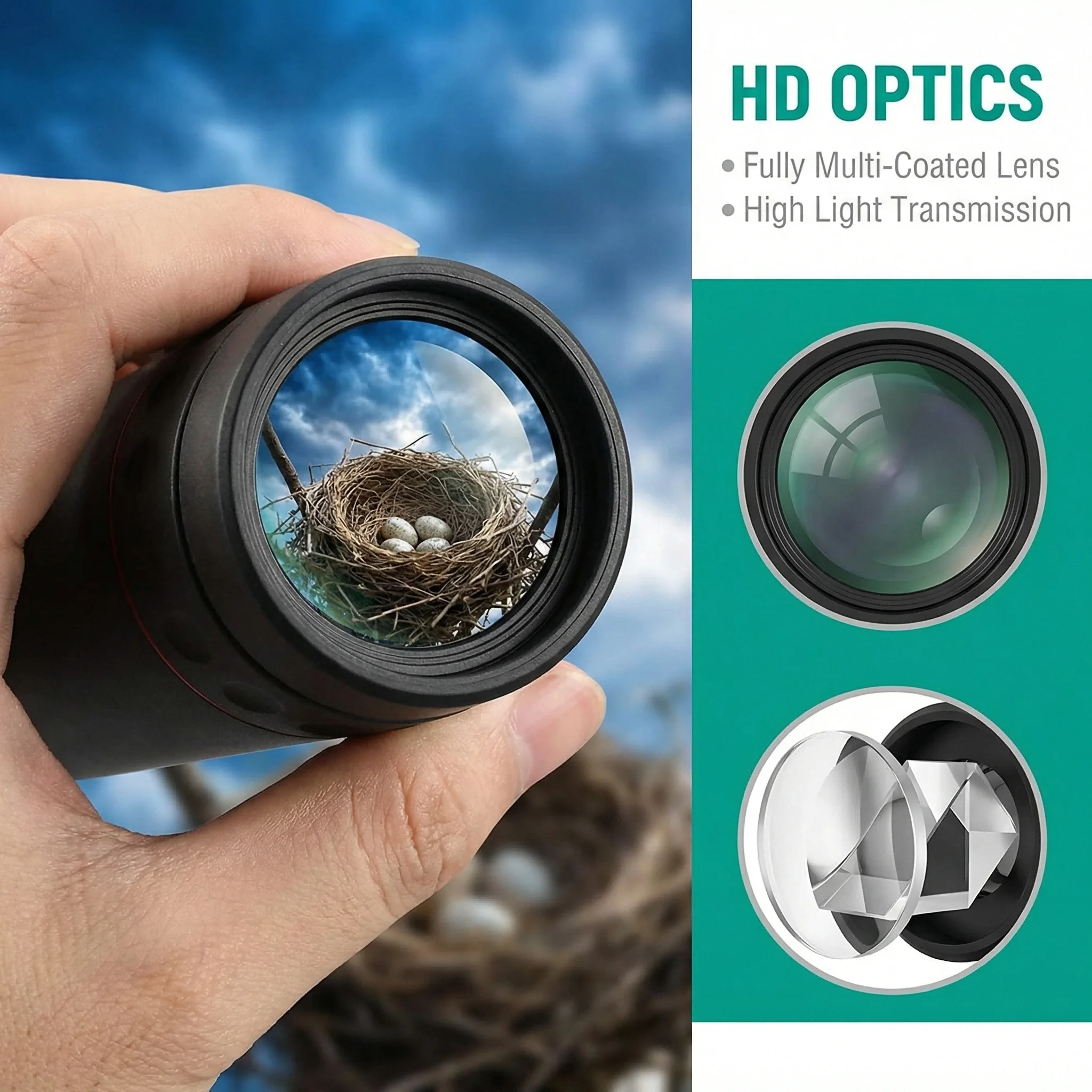 2000x25 HD Monocular Telescope Mini Portable Mobile Phone