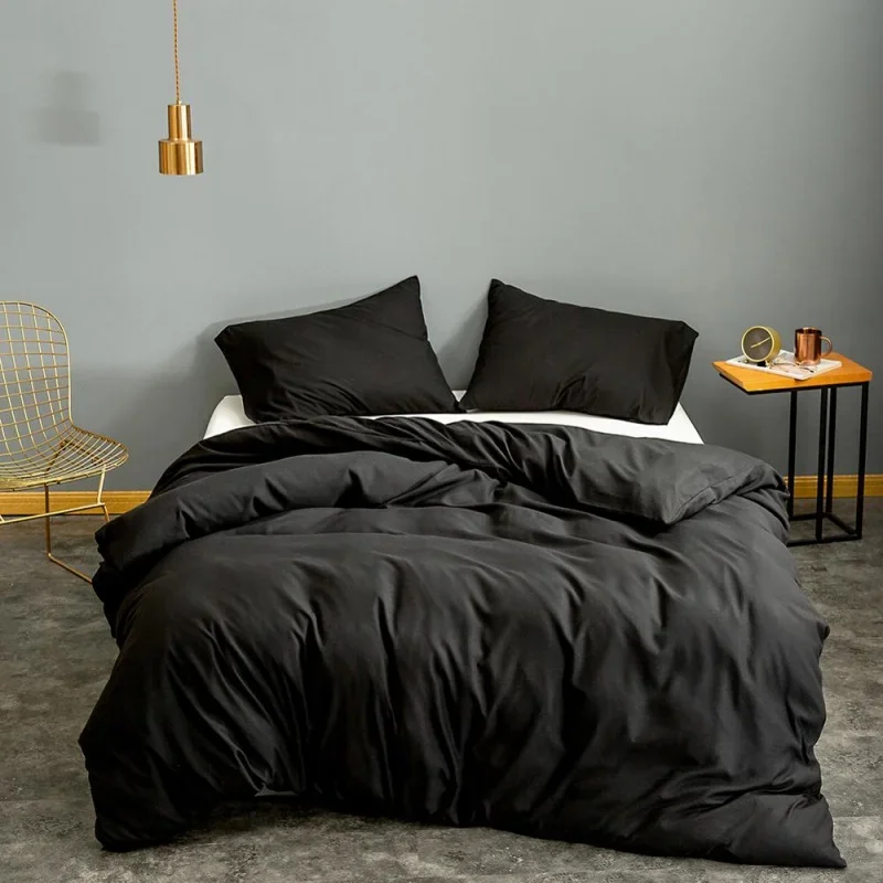 

Duvet Cover Queen Size Black Color Bedclothes Comforter Cover King edredom Microfiber Quilt Cover(pillowcase need order