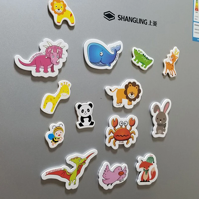 Animal Fridge Magnet Fish And Crab Wooden Fridge Magnet 3D Cartoon Sticker Toy For Kids Diy Office Whiteboard Gadget Magnetic Fridge Magnets Magnetic Sticker Magnetic Fridge Stickers