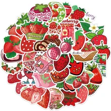 

10/30/50PCS Cute Cartoon Strawberry Sticker Decorative Suitcase Skateboard Water Cup Waterproof Sticker Wholesale