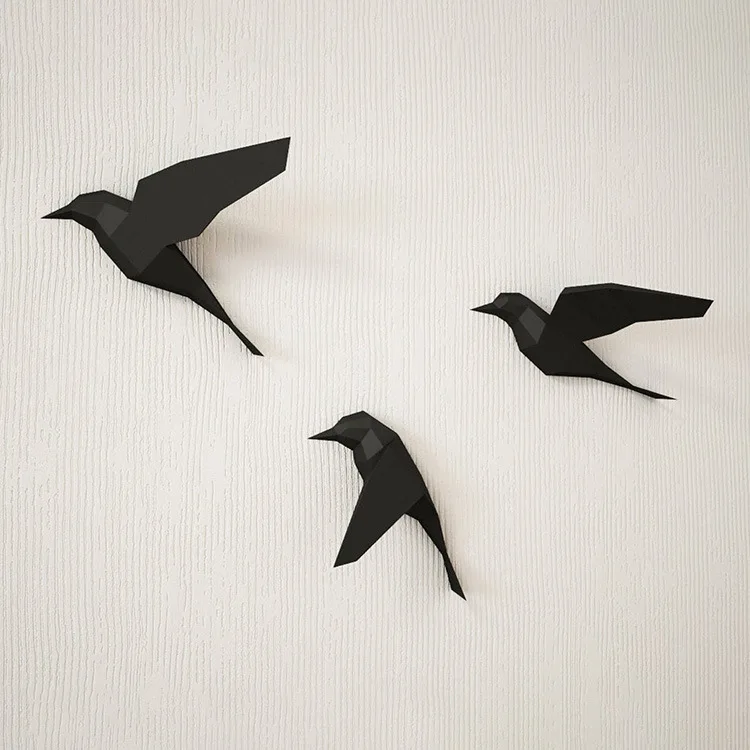 3D Paper Model Paper Jigsaw Puzzle Three Birds Geometric Paper Model Living Room Decoration Wall Hanging DIY