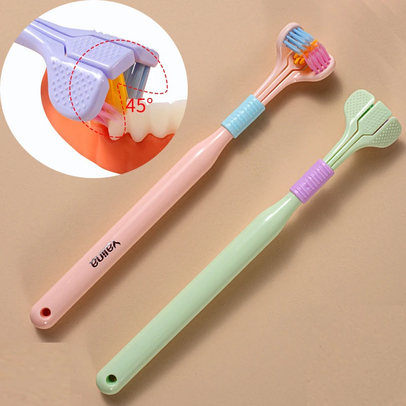 

Sdotter Three-sided Soft Bristle Toothbrush Adult Toothbrush Oral Care Safety Toothbrush Deep Cleaning Portable Travel Dental Cl