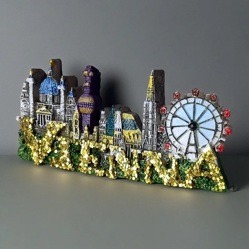 Magnete Frigorifero 3D Vienna Austria – Souvenir Da Viaggio In Metallo, 7x6 Cm, Regalo Collezionisti