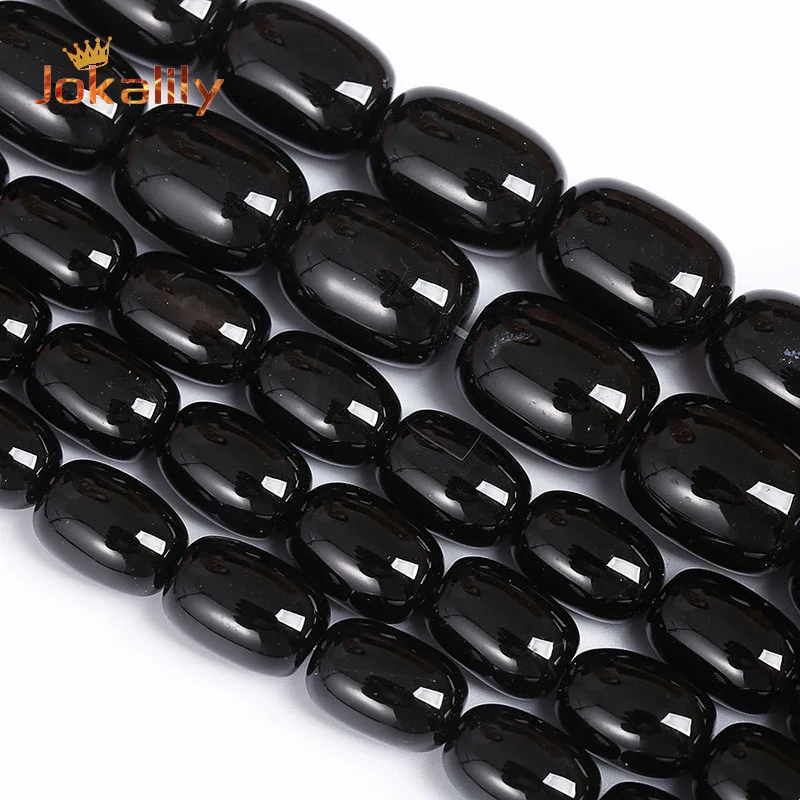 

A+ Natural Black Agates Beads Drum Barrel Shape Agates Stone Loose Spacer Beads For Jewelry Making DIY Bracelets Accessories 15"