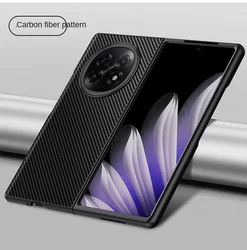 Premium Soft Vegan Leather Grain Slim Protective Back Cover Case - Full Coverage Phone Shell for Find N5 (Carbon fiber black)
