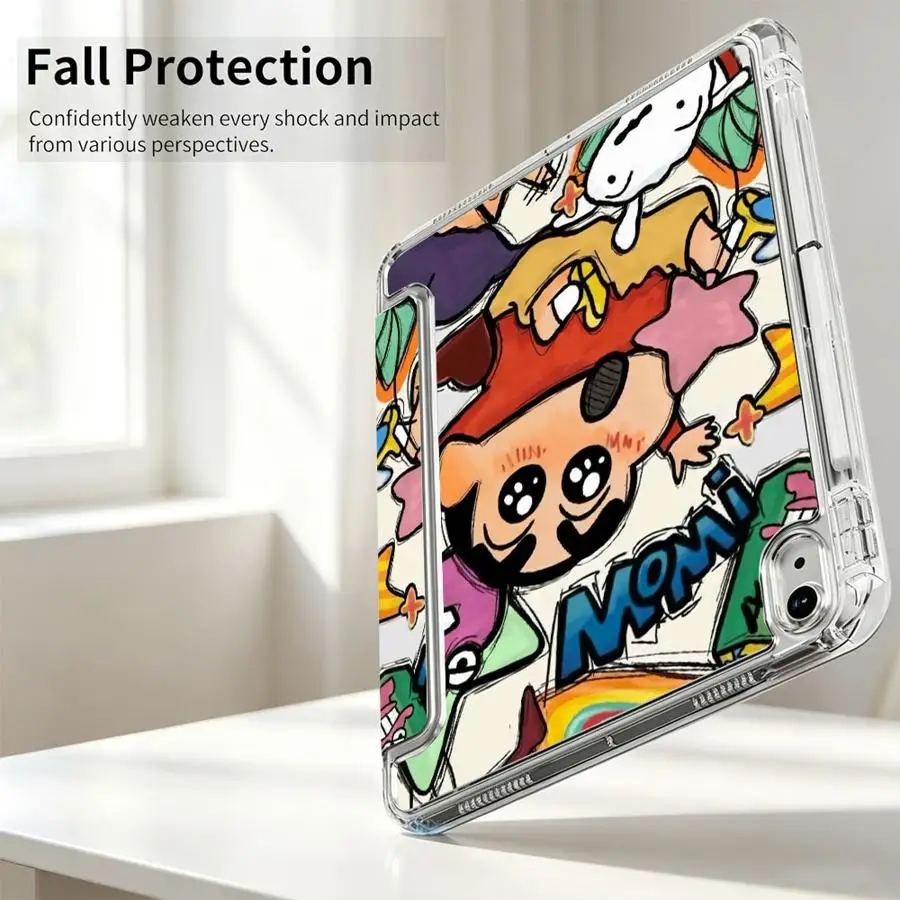 Cartoon Crayon Shin Chan Tablet Case with Pen Slot Cover