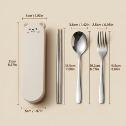 Premium Stainless Steel Cutlery Set with Organizer and Bear Case - Ideal (Brown)