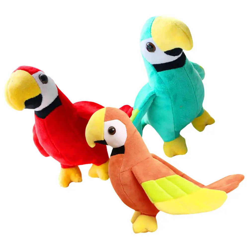 3Pcs 활기찬 앵무새 인형 동물 부드러운 충전재 부드러운 터치 수면 동반자 어린이 방 장식 휴일 축하 귀여운 시뮬레이션
