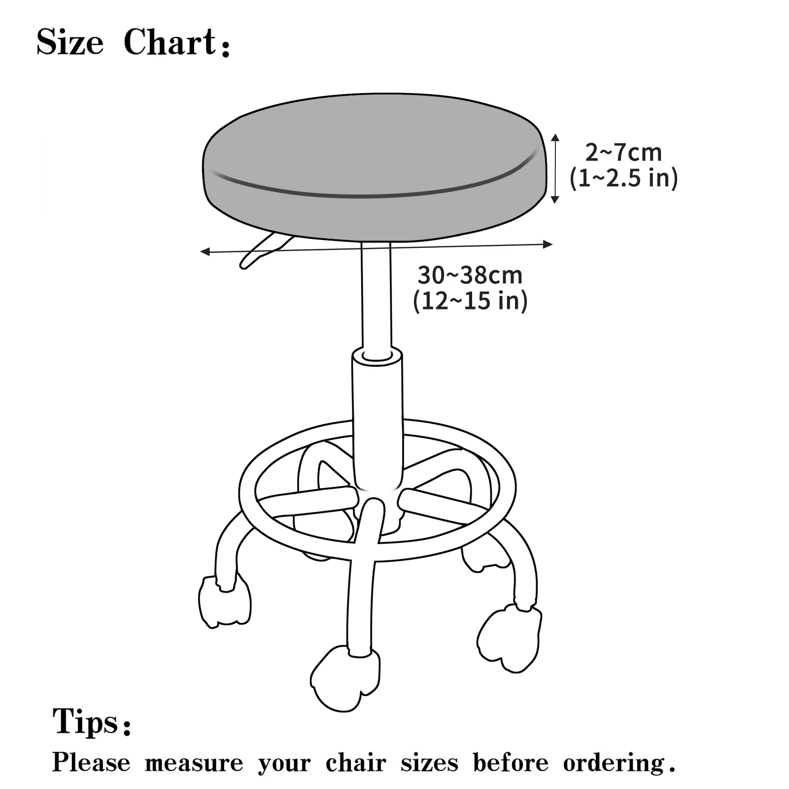Waterproof PU Leather Round Bar Stool Slipcover with Elastic Bands