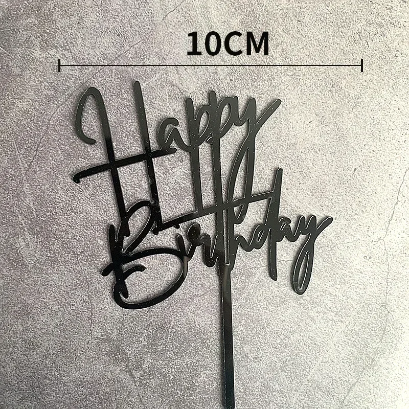 Acrylic Happy Birthday Cake Topper Heart Cake Decoration  Baby Shower Party Kids Favors Decoration Supplies Birthday Decoration