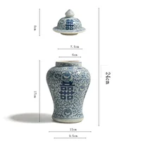 Jingdezhen Double Happy Ceramic Chinese Vase Blue and White Ginger Jars for Home Decor Pot Table Vase Porcelain Temple Jar Vase 2