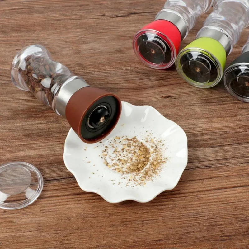 Salt and Pepper Grinder Refillable Plastic Grinder with Adjustable Kibble Portable Spice Jar Container spice grinder kitchen salt and pepper grinder